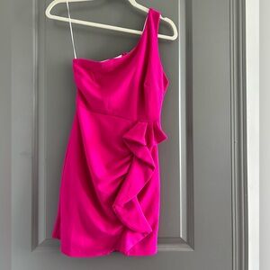 Pink One-Shoulder Hello Molly Ruffle Dress